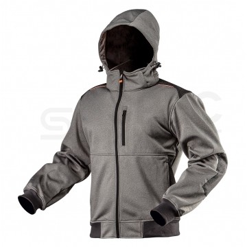 Kurtka ocieplana z kapturem, szara SOFTSHELL robocza rozmiar S/48 NEO 81-551-S