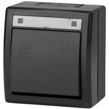 Łącznik schodowy pojedynczy natynkowy hermetyczny IP55 antracytowy 10AX Aquant 2K