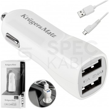 Ładowarka samochodowa 2x USB 5V / 2,4A + 1A Kruger&Matz