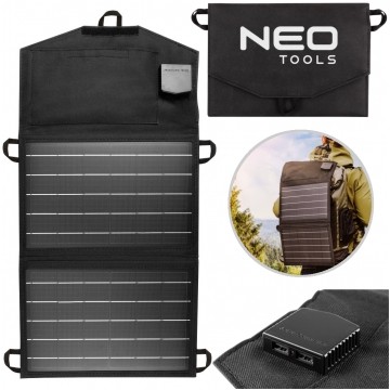 Ładowarka solarna, panel słoneczny na plecak 15W 2x USB Typ-A NEO 90-140