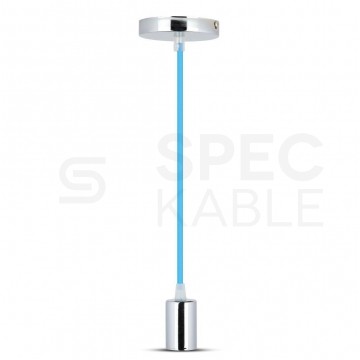 Lampa dekoracyjna wisząca oprawka chrom + przewód niebieski dł:1000mm E27 max 60W IP20 V-TAC VT-7338-BL