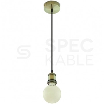 Lampa dekoracyjna wisząca oprawka mosiądz + przewód czarny dł:900mm E27 max 60W IP20 V-TAC VT-7555-BB