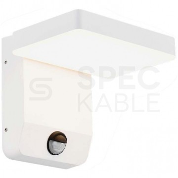Lampa ścienna kwadratowa, kinkiet 350st LED 17W 2520lm 3000K biały z czujnikiem ruchu barwa WW biała ciepła IP65 V-TAC VT-11020S-SQ-W
