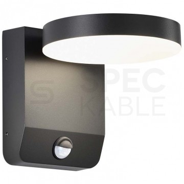 Lampa ścienna okrągła, kinkiet 350st LED 17W 2520lm 3000K czarny z czujnikiem ruchu barwa WW biała ciepła IP65 V-TAC VT-11020S-RD-B