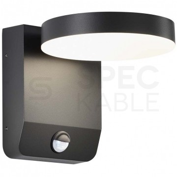 Lampa ścienna okrągła, kinkiet 350st LED 17W 2520lm 4000K czarny z czujnikiem ruchu barwa NW biała neutralna IP65 V-TAC VT-11020S-RD-B