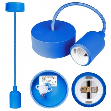 Lampa wisząca zwis sufitowy E27 silikonowa niebieska