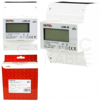 Licznik zużycia energii elektrycznej 3-fazowy 10/100A 4-modułowy z wyświetlaczem LCD ZAMEL