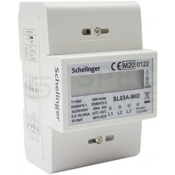 Licznik zużycia energii elektrycznej MID 3-fazowy 10/100A 4-modułowy z wyświetlaczem LCD SCHELINGER