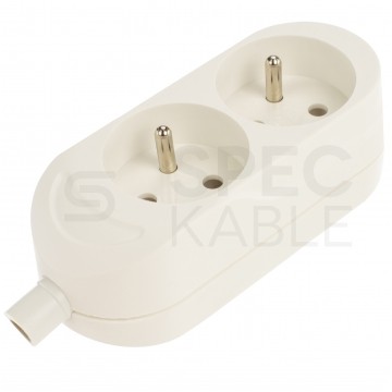 Listwa zasilająca na 2 gniazda [2P+Z] biała BASIC (na kabel)