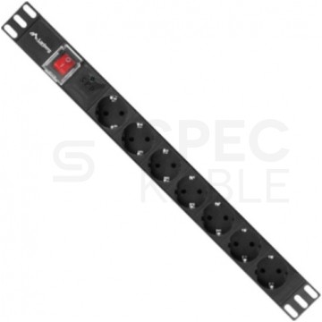 Listwa zasilająca RACK 19" 1U 7 gniazd SCHUKO z wyłącznikiem 2m LANBERG
