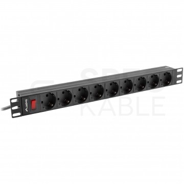 Listwa zasilająca RACK 19" 1U 9 gniazd SCHUKO z wyłącznikiem 3m LANBERG