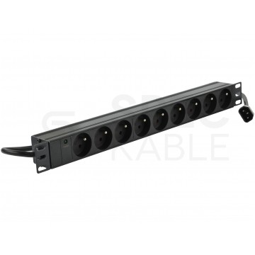 Listwa zasilająca RACK 19" 1U 9 gniazd z wtykiem C14 Alantec czarna 1,8m