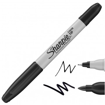 Marker permanentny dwustronny Sharpie Twin Tip czarny z 2 końcówkami 0,5mm/1,0mm wodoodporny