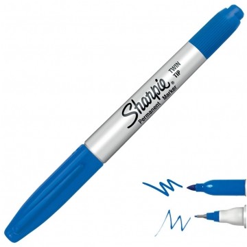 Marker permanentny dwustronny Sharpie Twin Tip niebieski z 2 końcówkami 0,5mm/1,0mm wodoodporny