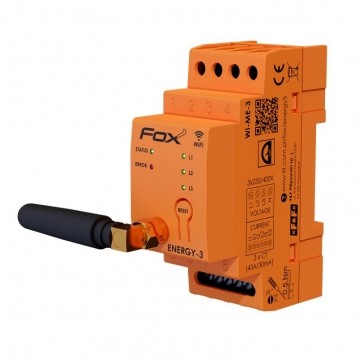 Monitor energii elektrycznej na szynę TH35 WI-FI 3F+N 40A F&F FOX WI-MEF-3