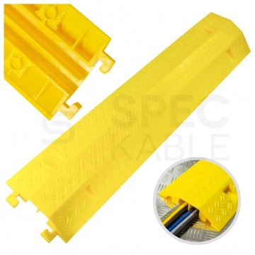 Najazd kablowy żółty próg ochronny PE (polietylen) osłona kabli 2 kanały (do 6 ton) 97cm NEKU
