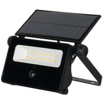 Naświetlacz, lampa solarna LED 10W 200lm 4500K 1800mAh IP54 NW, panel fotowoltaiczny 1W, czujnk ruchu i zmierzchu czarna Polos MasterLed