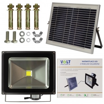 Naświetlacz lampa solarna LED 50W 15000mAh, panel fotowoltaiczny 10W, czujnk ruchu i zmierzchu VOLT