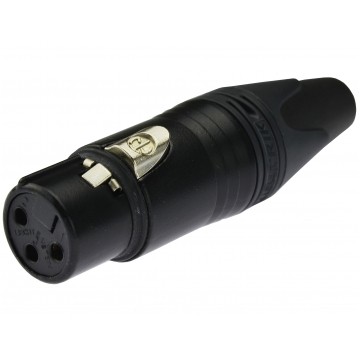 NEUTRIK Gniazdo mikrofonowe XLR (3-pin) na kabel do 8,0mm pozłacane czarne NC3FXX-B