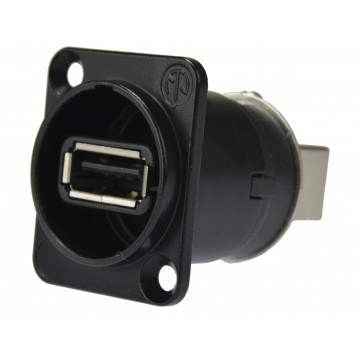 NEUTRIK Gniazdo tablicowe panelowe Adapter USB 2.0 A / B odwracalny czarny NAUSB-W-B
