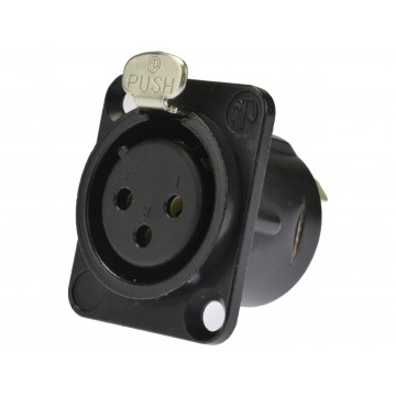 NEUTRIK Gniazdo tablicowe panelowe mikrofonowe XLR (3-pin) posrebrzane czarne NC3FD-L-BAG-1