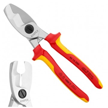 Nożyce do cięcia kabli miedzianych i aluminiowych (do 20mm / 70mm2) 200mm izolowane 1kV dla elektryka KNIPEX 95 16 200