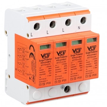Ogranicznik przepięć SPD 3-fazowy B+C (Typ 1+2) 4P 7kA + 20kA/50kA VCX