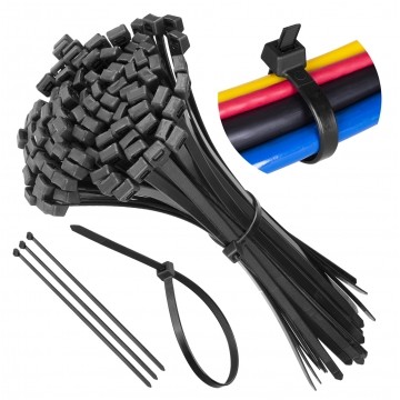Opaski zaciskowe kablowe UV 4,8x450mm czarne 100szt.