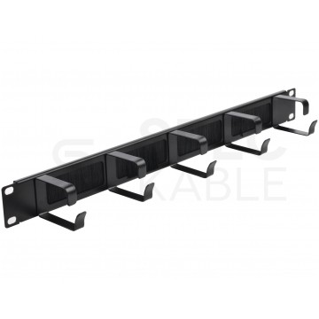 Organizator kabli RACK 19" 1U metalowy czarny NEKU z uchwytami i przepustami szczotkowymi