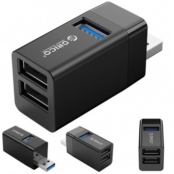 ORICO Adapter 3w1 Hub USB 3.0 A -> USB 3.0 A + 2x USB 2.0 A czarny