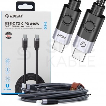 ORICO Kabel USB 2.0 typ-C (wtyk / wtyk) 48V 5A 240W Quick Charge 3.0 Power Delivery czarny 3m