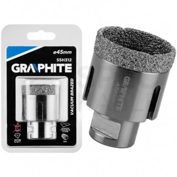 Otwornica Diamentowa Koronka 45mm z gwintem M14 do gresu, kamienia, płytek, ceramiki itp. GRAPHITE 55H312