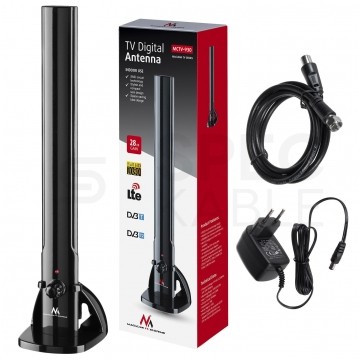 OUTLET Antena pokojowa DVB-T VHF/UHF/FM 100dBuV MCTV-930 ze wzmacniaczem, zasilaczem i filtrem LTE