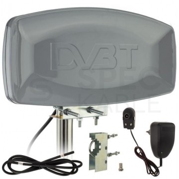 OUTLET Antena zewnętrzna DVB-T VHF/UHF ze wzmacniaczem 42dB i zasilaczem