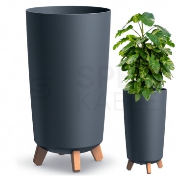 OUTLET Doniczka, donica antracytowa na nóżkach 195x365mm Gracia Tubus Slim Prosperplast