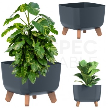 OUTLET Doniczka Gracia Square, donica antracytowa na nóżkach 240x240x187mm Prosperplast