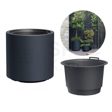 OUTLET Doniczka Heos, donica antracytowa z wkładem 10L śred. 298mm x 290mm Prosperplast