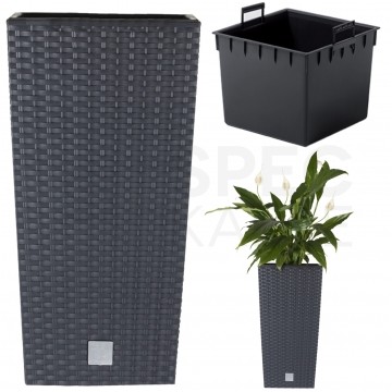 OUTLET Doniczka Rato Square, donica antracytowa z wkładem 49L 325x325x610mm Prosperplast