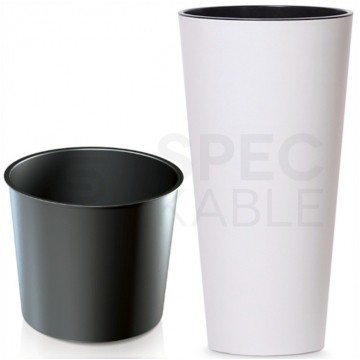 OUTLET Doniczka Tubus Slim, donica biała z wkładem 15,5L śred. 250mm x 476mm Prosperplast
