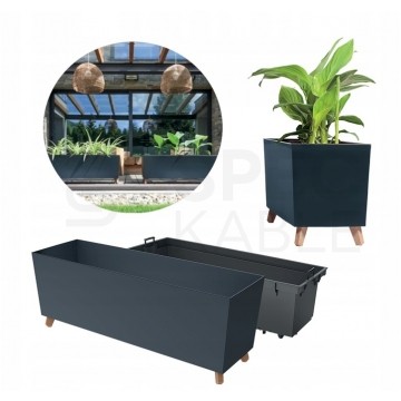 OUTLET Doniczka Urbi Case N, donica antracytowa z wkładem na nóżkach 27L 770x235x300mm Prosperplast