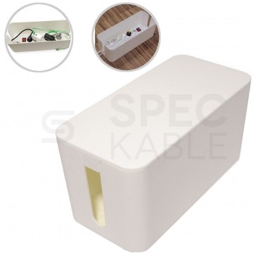 OUTLET Duży organizer pojemnik na kable, listwy, ładowarki 407 x 157 x 133.5 mm CABLE BOX biały