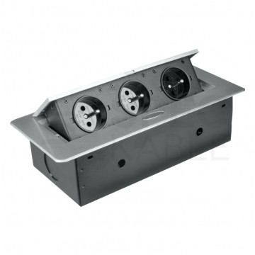 OUTLET Gniazda wpuszczane w blat 3x2P+Z srebrne