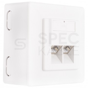 OUTLET Gniazdo komputerowe 2xRJ45 kat.6 ekranowane FTP natynkowe-podtynkowe NEKU