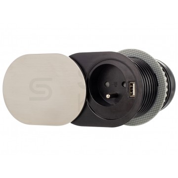 OUTLET Gniazdo meblowe, blatowe 2P+Z + 1xUSB