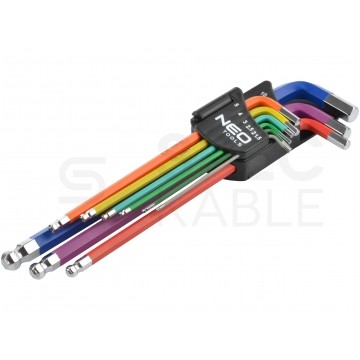 OUTLET Klucze imbusowe z kulką 1,5-10mm 9szt kolor NEO