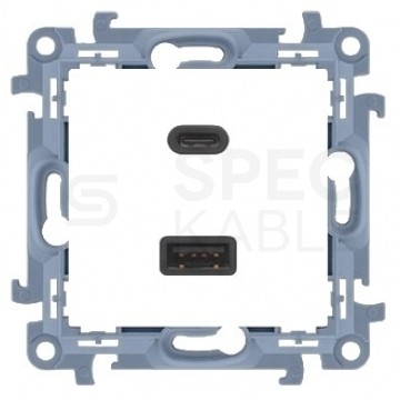 OUTLET KONTAKT-SIMON 10 Ładowarka podwójna USB C+A Quick Charge 3,1A biała