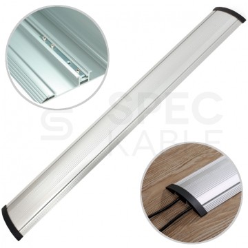 OUTLET Listwa maskująca przewody TV maskownica napodłogowa naścienna 139x22mm srebrna aluminium 1,1m