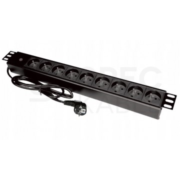 OUTLET Listwa zasilająca RACK 19" 1U 9 gniazd Alantec czarna 1,8m