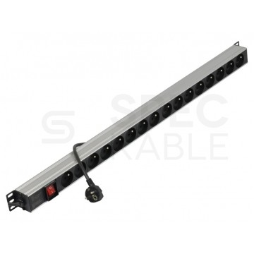 OUTLET Listwa zasilająca RACK 19" 1U pionowa 16 gniazd z wyłącznikiem NEKU