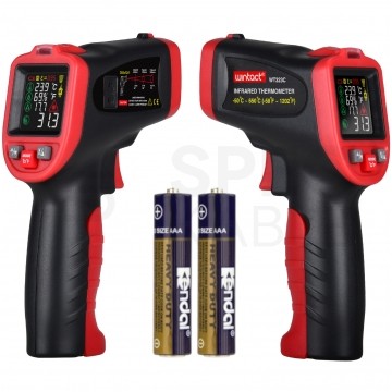 OUTLET Pirometr WT323C bezdotykowy termometr laserowy [-50 ÷ +650°C] z regulacją emisyjności, kolorowym wyświetlaczem LCD i termoparą typu K WINTACT
